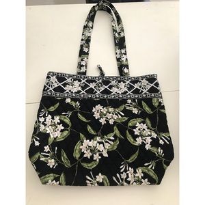 Vera Bradley Black Floral Tote Bag, EUC